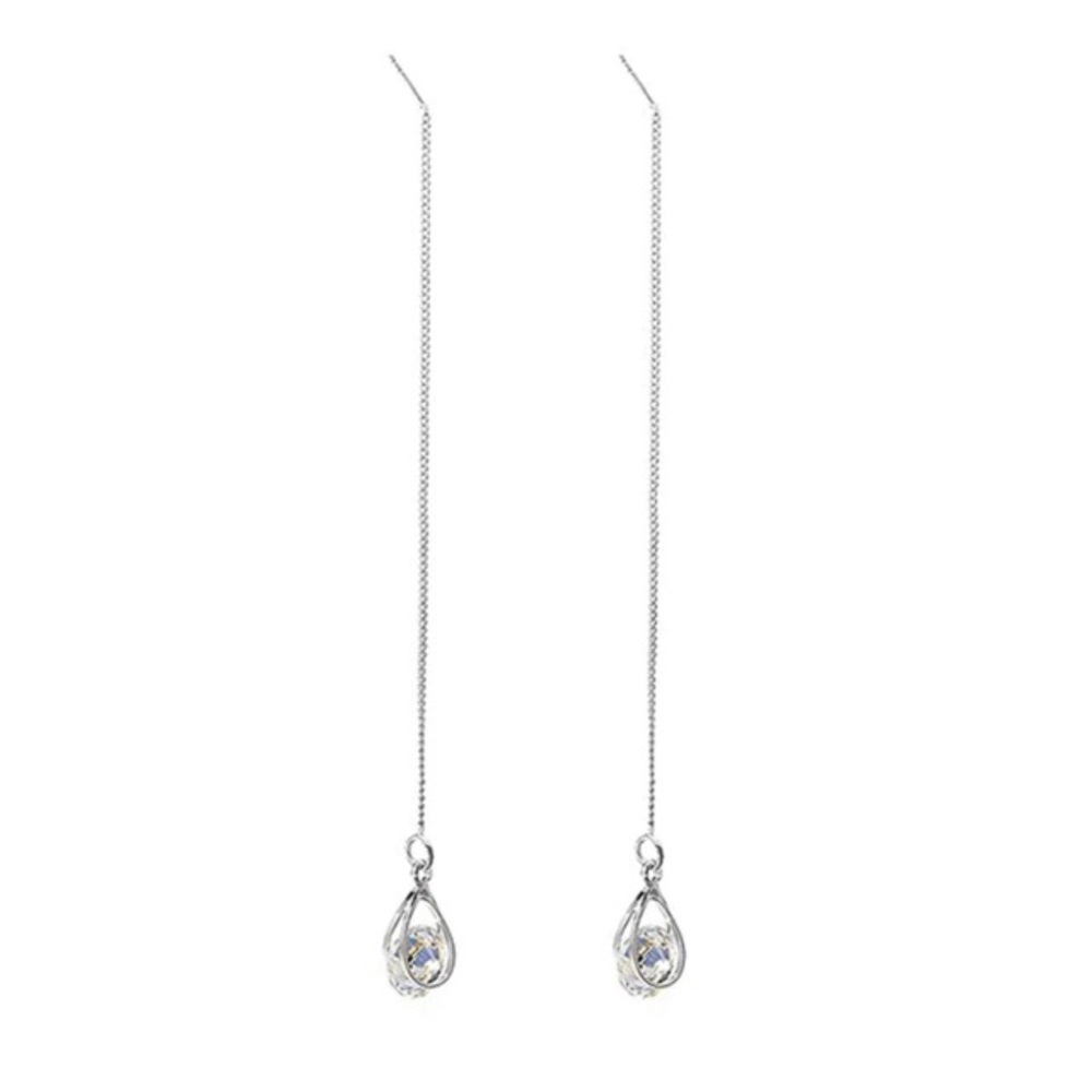 NEW!💙💎GORGEOUS💍PLATINUM PLATED CZ THREADERS💎💙 - Picture 5 of 8